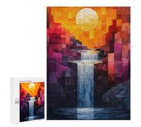 Adult Jigsaw Puzzles 500 PCS Abstract Waterfall Landscape with Geometric Style Jigsaws for Adults Family Games Presents for Women Educational Challenge 500 PCS