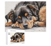 Adult Jigsaw Puzzles 500 PCS Adorable Australian Shepherd Pup Puzzles for Adults Hands-on Game Enhance Memory Gifts for Friends And Family 500 PCS