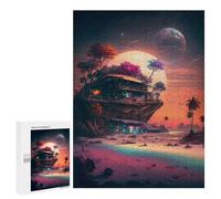 Adult Jigsaw Puzzles 500 PCS Alien Beachfront Oasis -1 Jigsaws for Adults Family Games Presents for Women Educational Challenge 500 PCS