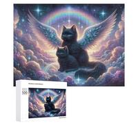 Adult Jigsaw Puzzles 500 PCS Angel Cats in Heaven Puzzles for Adults Hands-on Game Enhance Memory Gifts for Friends And Family 500 PCS