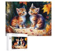 Adult Jigsaw Puzzles 500 PCS Autumn Kitten Pair Puzzles for Adults Hands-on Game Enhance Memory Gifts for Friends And Family 500 PCS