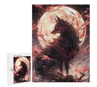 Adult Jigsaw Puzzles 500 PCS Black Sakura Kitsune Teenagers Puzzles Toy Wall Decor Pattern Assembly Gifts for Friends And Family 500 PCS