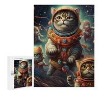 Adult Jigsaw Puzzles 500 PCS Cats in Space Adventure Puzzles for Adults Hands-on Game Enhance Memory Gifts for Friends And Family 500 PCS
