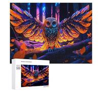 Adult Jigsaw Puzzles 500 PCS Colorful Glowing Owl in Forest Puzzles for Adults Hands-on Game Enhance Memory Gifts for Friends And Family 500 PCS