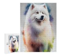 Adult Jigsaw Puzzles 500 PCS Colorful Samoyed Portrait Jigsaw for Adults Relaxing Games A Work of Art Birthday Present, Gifts, 500 PCS