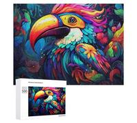 Adult Jigsaw Puzzles 500 PCS Colorful Toucan in A Lush Garden Puzzle for Adults Brain Teaser Game Wall Decoration Birthday Present, Gifts, 500 PCS