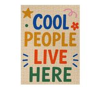 Adult Jigsaw Puzzles 500 PCS Cool People Live Here Typography Art Puzzle for Adults Brain Teaser Game Analysis And Logic Educational Challenge 500 PCS