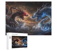 Adult Jigsaw Puzzles 500 PCS Dragons Battle in Stormy Skies -1 Puzzle for Adults Brain Teaser Game Wall Decoration Birthday Present, Gifts, 500 PCS
