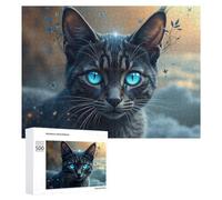 Adult Jigsaw Puzzles 500 PCS Enchanted Cat with Glowing Eyes Puzzles for Adults Hands-on Game Enhance Memory Gifts for Friends And Family 500 PCS