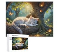 Adult Jigsaw Puzzles 500 PCS Enchanted Forest Cat Nap Puzzles for Adults Hands-on Game Enhance Memory Gifts for Friends And Family 500 PCS