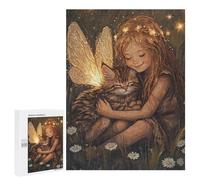 Adult Jigsaw Puzzles 500 PCS Fairy Girl with Cat Jigsaw Puzzles for Adults Stress Reliever Challenging To Complete Brainteaser Family Games 500 PCS