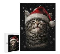 Adult Jigsaw Puzzles 500 PCS Festive Cat Christmas Jigsaw for Adults Relaxing Games A Work of Art Birthday Present, Gifts, 500 PCS
