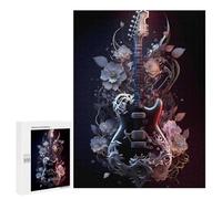Adult Jigsaw Puzzles 500 PCS Floral Guitar Artwork Jigsaw for Adults Relax Games Presents for Women Birthday Present, Gifts, 500 PCS