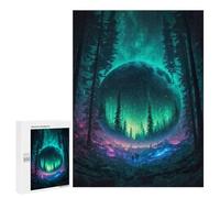 Adult Jigsaw Puzzles 500 PCS Forrest Moon Polar Lights Jigsaw for Adults Relaxing Games Birthday Present Great Gift for Gaming 500 PCS