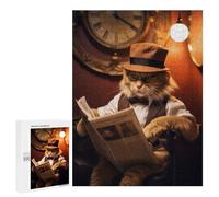 Adult Jigsaw Puzzles 500 PCS Funny Fluffy Cat Reading Jigsaw for Adults Relaxing Games Birthday Present Great Gift for Gaming 500 PCS