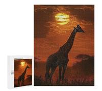 Adult Jigsaw Puzzles 500 PCS Giraffe Sunset Silhouette Jigsaw for Adults Relaxing Games A Work of Art Birthday Present, Gifts, 500 PCS