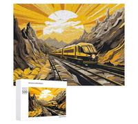 Adult Jigsaw Puzzles 500 PCS Golden Mountain Train Journey Puzzles for Adults Hands-on Game Enhance Memory Gifts for Friends And Family 500 PCS