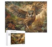 Adult Jigsaw Puzzles 500 PCS Golden Owl in Autumn Forest Jigsaw for Adults Relax Games Presents for Women Birthday Present, Gifts, 500 PCS