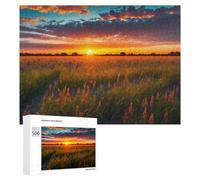 Adult Jigsaw Puzzles 500 PCS Golden Sunset Over Wheat Field Puzzle for Adults Brain Teaser Game Wall Decoration Birthday Present, Gifts, 500 PCS