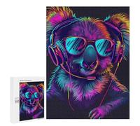 Adult Jigsaw Puzzles 500 PCS Koala DJ Headphones Art Print-2 Jigsaw Puzzles for Adults Stress Reliever Challenging To Complete Brainteaser Family Games 500 PCS