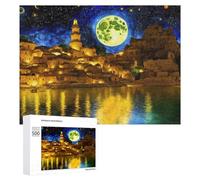 Adult Jigsaw Puzzles 500 PCS Magical Night Over The Village Puzzles for Adults Hands-on Game Enhance Memory Gifts for Friends And Family 500 PCS