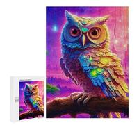 Adult Jigsaw Puzzles 500 PCS Neon Owl Fantasy Artwork Puzzle for Adults Brain Teaser Game Wall Decoration Birthday Present, Gifts, 500 PCS