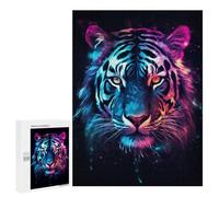 Adult Jigsaw Puzzles 500 PCS Neon Tiger Nebulae Jigsaw for Adults Relaxing Games Birthday Present Great Gift for Gaming 500 PCS