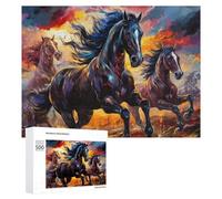 Adult Jigsaw Puzzles 500 PCS Painted Horses in Flames Puzzles for Adults Hands-on Game Enhance Memory Gifts for Friends And Family 500 PCS