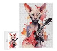Adult Jigsaw Puzzles 500 PCS Peterbald Cat Playing Teenagers Puzzles Toy Wall Decor Pattern Assembly Gifts for Friends And Family 500 PCS