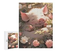 Adult Jigsaw Puzzles 500 PCS Piglet in Flower Garden -1 Puzzle for Adults Brain Teaser Game Wall Decoration Birthday Present, Gifts, 500 PCS