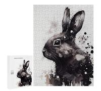 Adult Jigsaw Puzzles 500 PCS Rabbit Black And White Teenagers Puzzles Toy Wall Decor Pattern Assembly Gifts for Friends And Family 500 PCS