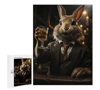 Adult Jigsaw Puzzles 500 PCS Rabbit Drinking Whiskey Jigsaws for Adults Anti-Stress Toys Enhance Memory Birthday Present, Gifts, 500 PCS