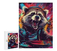 Adult Jigsaw Puzzles 500 PCS Raccoon DJ Beyond Boundaries Puzzle for Adults Brain Teaser Game Wall Decoration Birthday Present, Gifts, 500 PCS