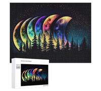 Adult Jigsaw Puzzles 500 PCS Rainbow Moons Over Forest Puzzles for Adults Hands-on Game Enhance Memory Gifts for Friends And Family 500 PCS