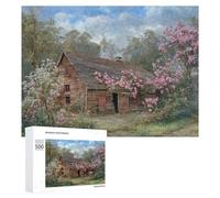 Adult Jigsaw Puzzles 500 PCS Rustic Barn Amidst Lush Blossoms Puzzles for Adults Hands-on Game Enhance Memory Gifts for Friends And Family 500 PCS