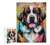 Adult Jigsaw Puzzles 500 PCS Saint Bernard Dog Graffiti Jigsaw for Adults Relaxing Games A Work of Art Birthday Present, Gifts, 500 PCS