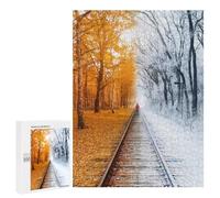 Adult Jigsaw Puzzles 500 PCS Seasons Meet A Train Tracks Through Time Jigsaw for Adults Relax Games Presents for Women Birthday Present, Gifts, 500 PCS