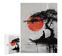 Adult Jigsaw Puzzles 500 PCS Serene Zen Sunset Scene Jigsaw Puzzles for Adults Stress Reliever Challenging To Complete Brainteaser Family Games 500 PCS