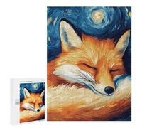 Adult Jigsaw Puzzles 500 PCS Sleeping Fox Starry Night Jigsaws for Adults Anti-Stress Toys Enhance Memory Birthday Present, Gifts, 500 PCS