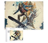 Adult Jigsaw Puzzles 500 PCS Snowboarder in Action on Mountain Peak Puzzles for Adults Hands-on Game Enhance Memory Gifts for Friends And Family 500 PCS