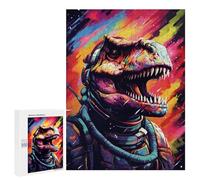 Adult Jigsaw Puzzles 500 PCS Space Dinosaur Astronaut Art Print -4 Jigsaw Puzzles for Adults Stress Reliever Challenging To Complete Brainteaser Family Games 500 PCS