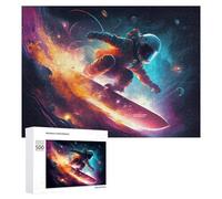 Adult Jigsaw Puzzles 500 PCS Space Surfer Cosmic Wave Ride Puzzle for Adults Brain Teaser Game Wall Decoration Birthday Present, Gifts, 500 PCS