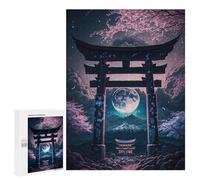 Adult Jigsaw Puzzles 500 PCS Torii Gate Moonlit Night Jigsaws for Adults Family Games Presents for Women Educational Challenge 500 PCS