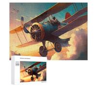 Adult Jigsaw Puzzles 500 PCS Vintage Airplane in Flight Puzzles for Adults Hands-on Game Enhance Memory Gifts for Friends And Family 500 PCS