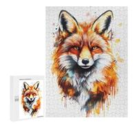 Adult Jigsaw Puzzles 500 PCS Watercolor Fox Portrait Teenagers Puzzles Toy Wall Decor Pattern Assembly Gifts for Friends And Family 500 PCS