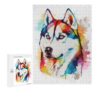 Adult Jigsaw Puzzles 500 PCS Watercolor Siberian Husky Teenagers Puzzles Toy Wall Decor Pattern Assembly Gifts for Friends And Family 500 PCS