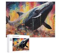 Adult Jigsaw Puzzles 500 PCS Whale in A Colorful Dream Puzzle for Adults Brain Teaser Game Wall Decoration Birthday Present, Gifts, 500 PCS