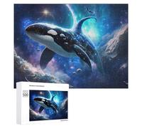 Adult Jigsaw Puzzles 500 PCS Whale in Space Wallpaper-16 Puzzle for Adults Brain Teaser Game Wall Decoration Birthday Present, Gifts, 500 PCS