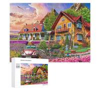 Adult Jigsaw Puzzles 500 PCS Whimsical Garden Retreat with Vintage Car Puzzles for Adults Hands-on Game Enhance Memory Gifts for Friends And Family 500 PCS