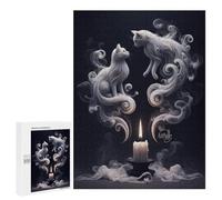 Adult Jigsaw Puzzles 500 PCS Whispering Cats And Candlelight Jigsaw for Adults Relax Games Presents for Women Birthday Present, Gifts, 500 PCS